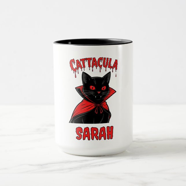 Mug Catacula Chat Vampire Noir Halloween Tri-Blend Shi (Centre)