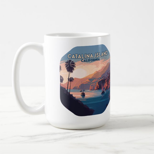 Mug Catalina Island California Boats Sunset Retro (Gauche)