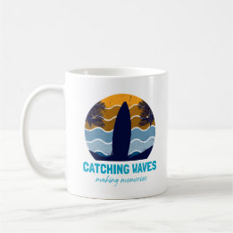 Mug Catching Waves Retro Surboard Beach Art