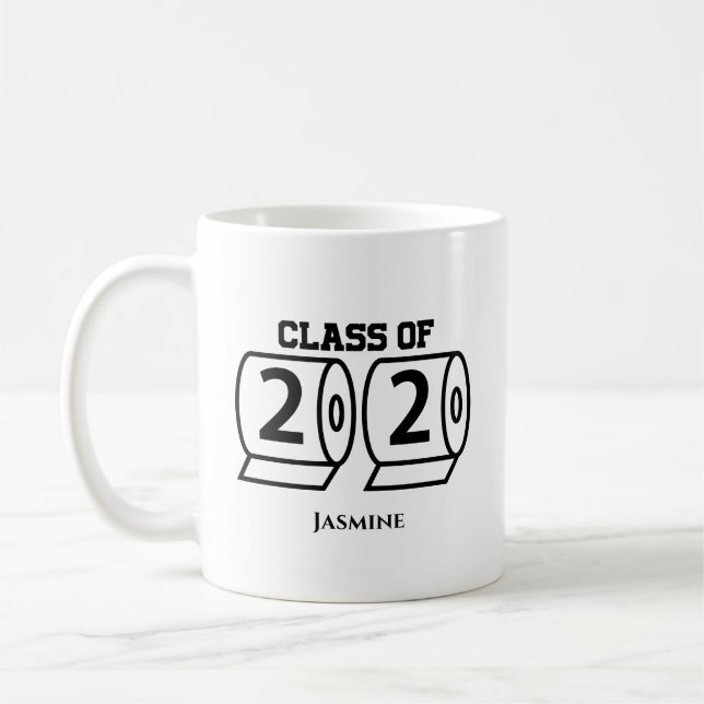 Mug Catégorie de 2020 Papier toilette Graduation Nom d (Gauche)