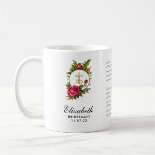 Mug Catholique Roses Rouges Crucifix Prière Bridesmaid