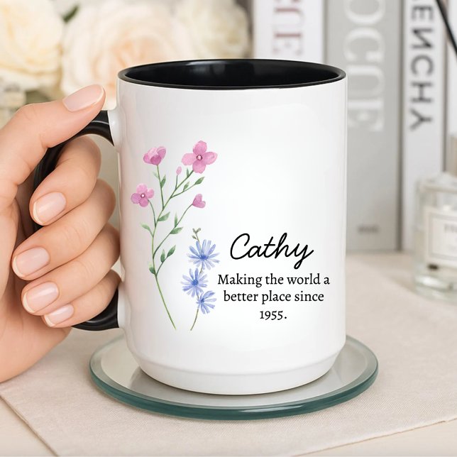 Mug Cathy Rendre le monde meilleur depuis 1955. (Créateur téléchargé)