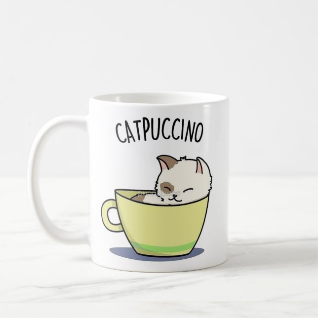 Mug catpuccino blanc amoureux des chats mignon (Gauche)