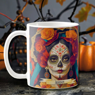 Mug Catrina Day Of Dead 1 Avec Texte