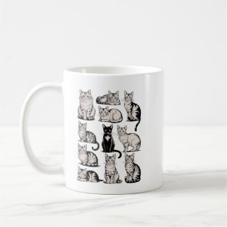 Mug Cats 90s Vintage Aesthetic Retro Cat Illustration