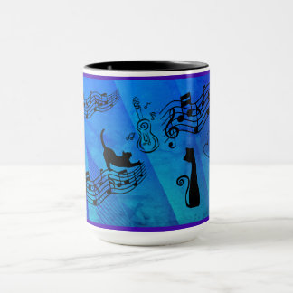 Mug Cats Are Like Music: Music Staffs And Guitars Teal