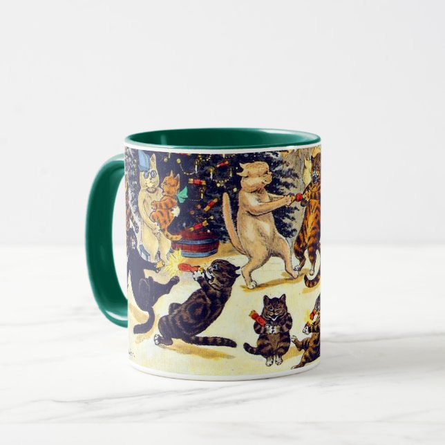 Mug Cat's Christmas Party, Louis Wain (Devant gauche)