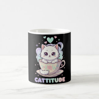 Mug Cattitude Mignon Kawaii Chat Pastel Blanc
