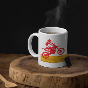Mug Cavalier de moto cross rouge en silhouette