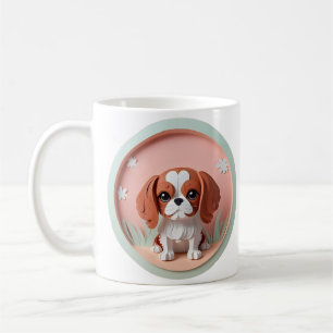 Mug Cavalier King Charles Pink Pastel Coupe papier