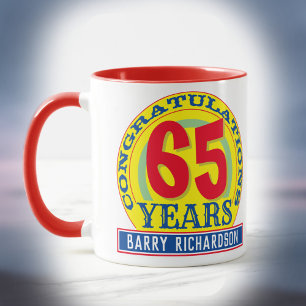 Mug Célébration de 65 ans avec nom