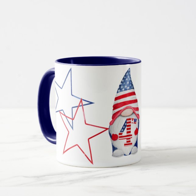 Mug Célébrer Juillet 4 Gnome Indépendance Jour cadeau (Devant gauche)