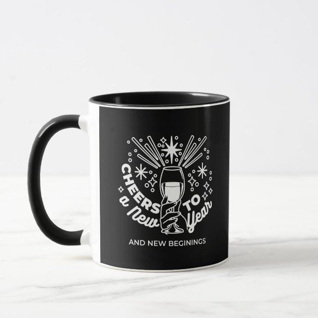 Mug Célébrer les nouveaux débuts Vin Verre Illustratio (Gauche)