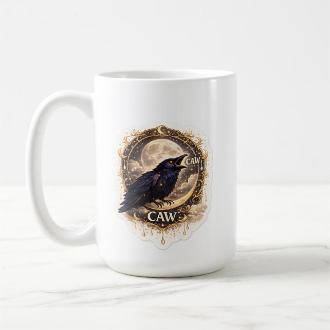 Mug Celestial Raven Moon Gothic Night Nature Vibes (Gauche)