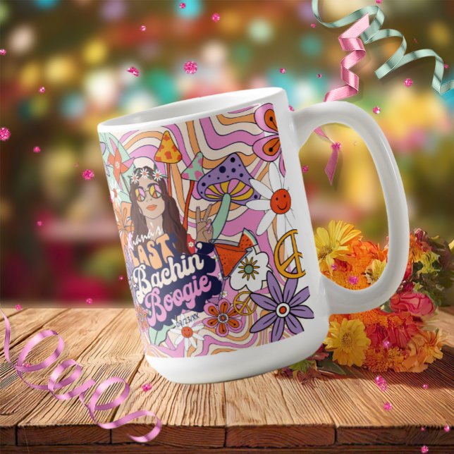 Mug Célibataire Groovy 70s Dernière Soirée de Fille ID (Créateur téléchargé)