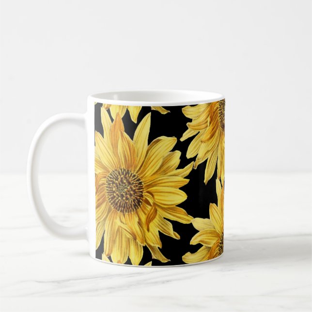 Mug Céramique de tournesol jaune doré (Gauche)