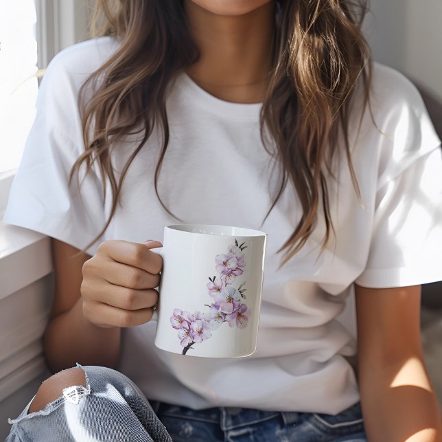 Mug Céramique en fleurs de cerisier rose (Pink Cherry blossom personalised mug)