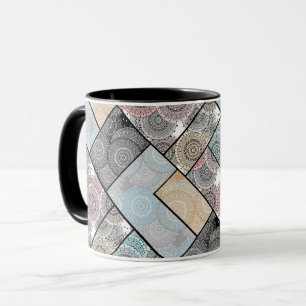 Mug Ceramique mosaique mandala cercles patchwork colle