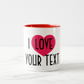 Mug céramique personnalisée Cadeau, i coeur texte 