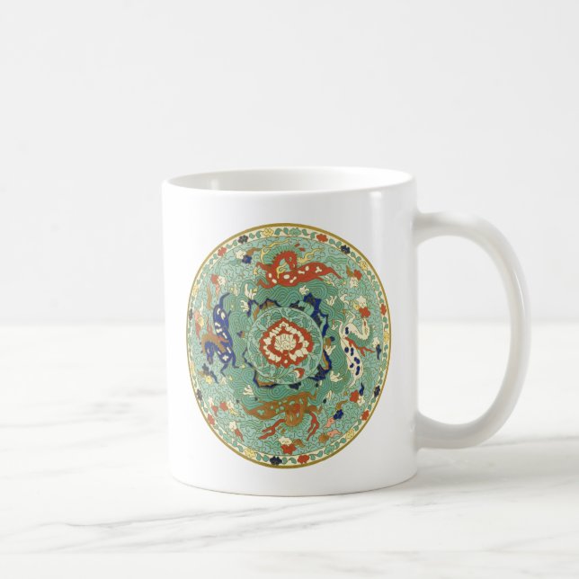 Mug Cercle chinois antique bleu vert (Droite)
