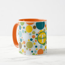 Cercle coloré Pois Motif Monogramme Nom