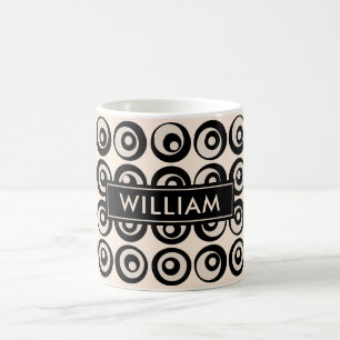 Mug Cercle noir et crème personnalisé milieu du siècle