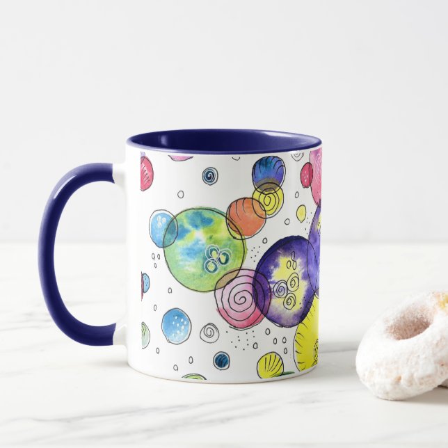 Mug Cercles d'aquarelle colorés Abstraits (Avec donut)