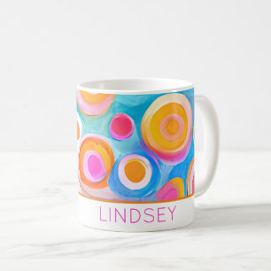 Mug Cercles d'art abstrait Coloré NOM Amusant Heureux