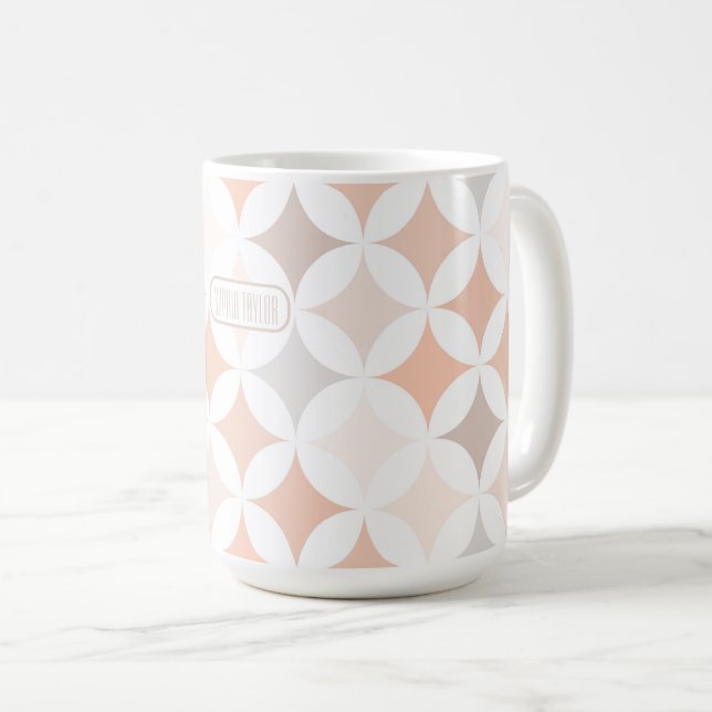 Mug Cercles de diamant géométriques Tan (Devant droit)