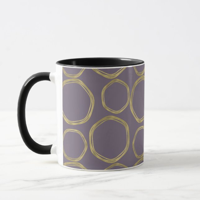 Mug Cercles d'or & Taupe rustique violet moderne tenda (Gauche)