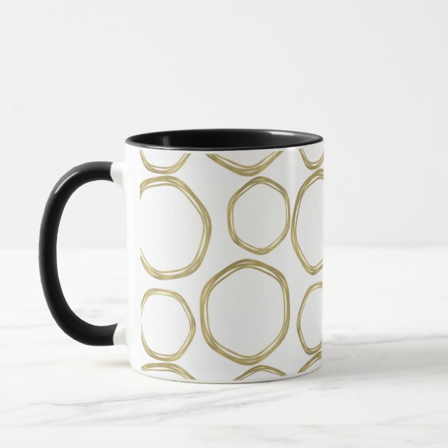 Mug Cercles Dorés Sur Fond Blanc Moderne Tendance (Gauche)