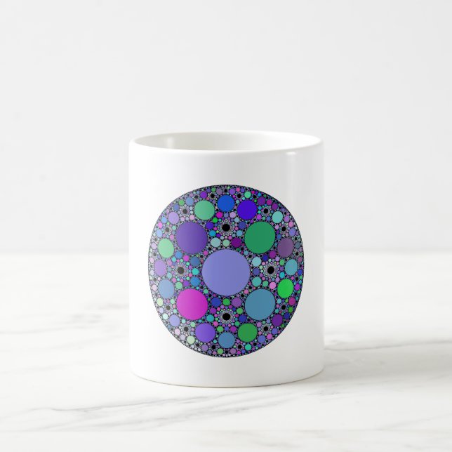 Mug Cercles fractaux en bleu rose violet vert (Centre)