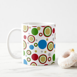 Mug Cercles géométriques Rouge Vert Bleu Argent Or