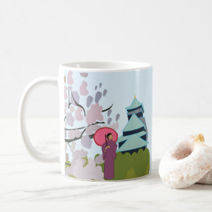 Mug Cérémonie Fleur de Cerisier Geisha Kimono Japon 