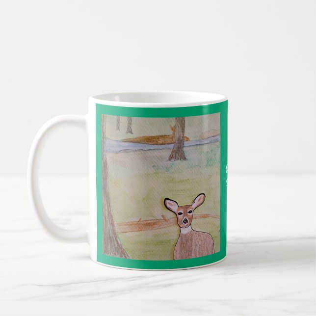 Mug Cerf à queue blanche dans les bois Bleu vert (Gauche)