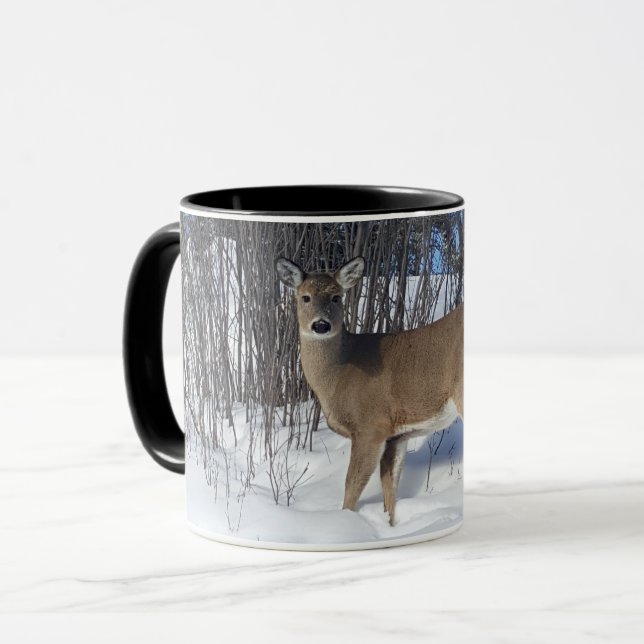 Mug Cerf à queue blanche Personnalisé (Devant gauche)