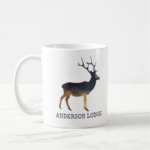 Mug Cerf, aquarelle avec texte