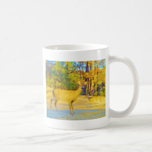 Mug Cerf de couleur moutarde avec bleu clair