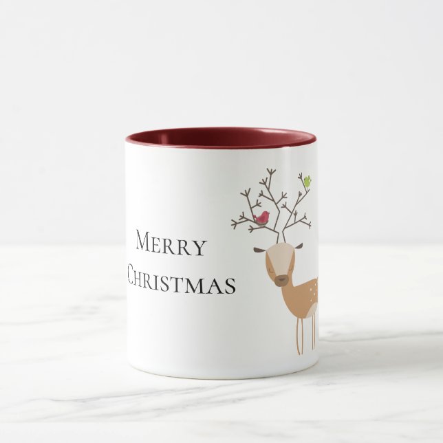 Mug Cerf de Noël aux oiseaux (Centre)