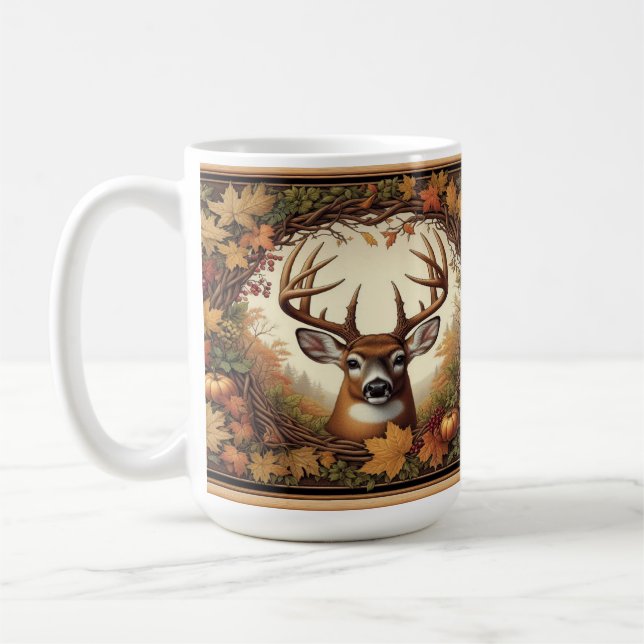 Mug Cerf Entouré De Feuilles D'Automne (Gauche)