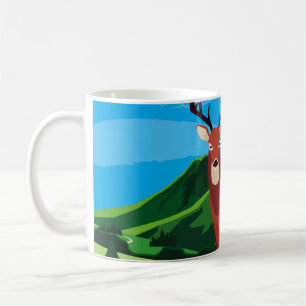 Mug Cerf heureux saison d'automne plat animal, art, un