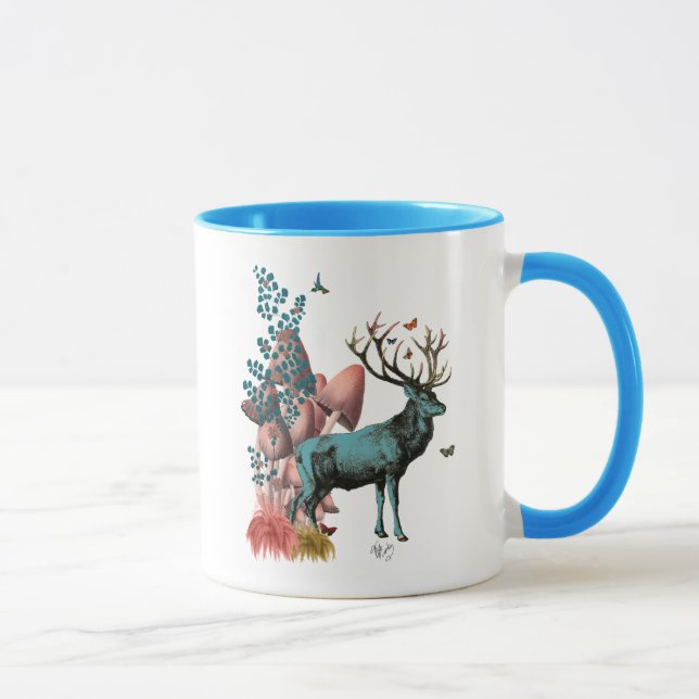 Mug Cerf Turquoise en Forêt de Champignons (Droite)