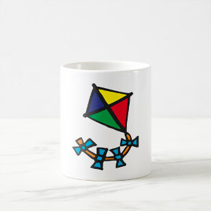 Mug Cerf-volant géométrique coloré avec queue en ruban