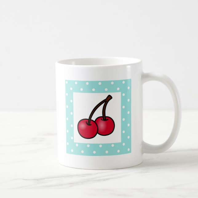 Mug Cerises à points Aqua Retro (Droite)