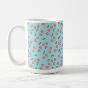 Mug Cerises aquarelle peintes à la main rose sarcelle 