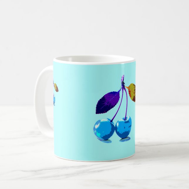 Mug Cerises bleues vives (Devant gauche)
