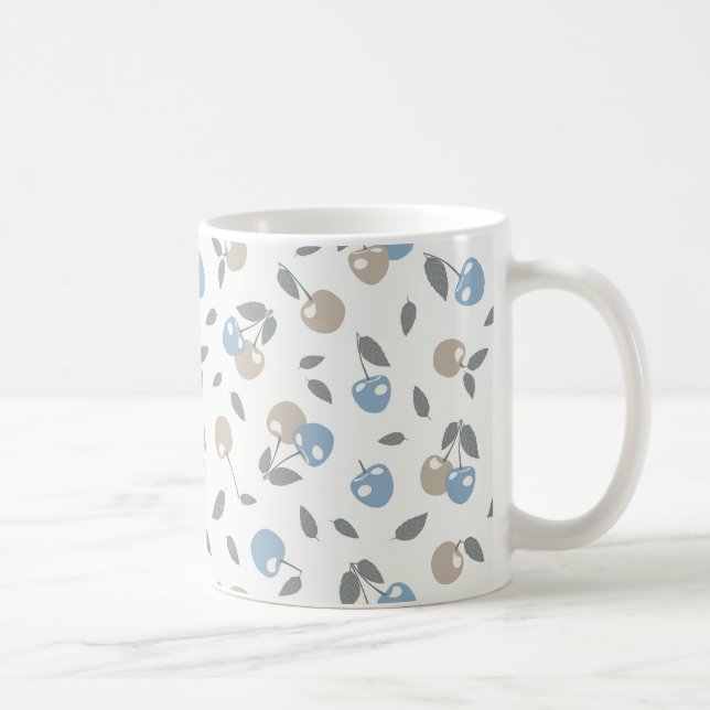Mug Cerises de plage Boho - motif de fruits beige bleu (Droite)