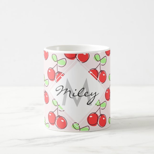Mug Cerises tirées par la main, motif rose de fruit (Centre)