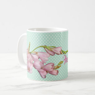 Mug Cerisiers Modernes Vert Menthe Bonjour Belle !