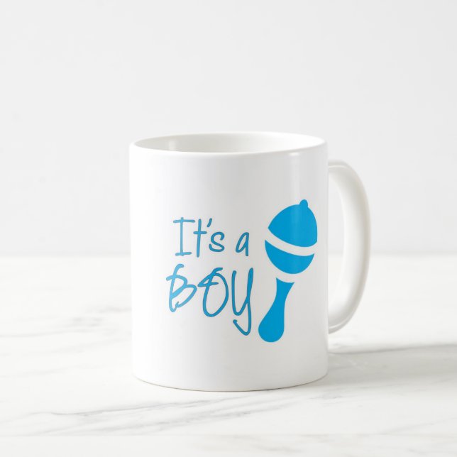 Mug C'est un garçon Genre révéler Baby shower Bleu (Devant droit)